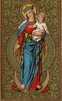Maria mit Kind im Blumenrahmen